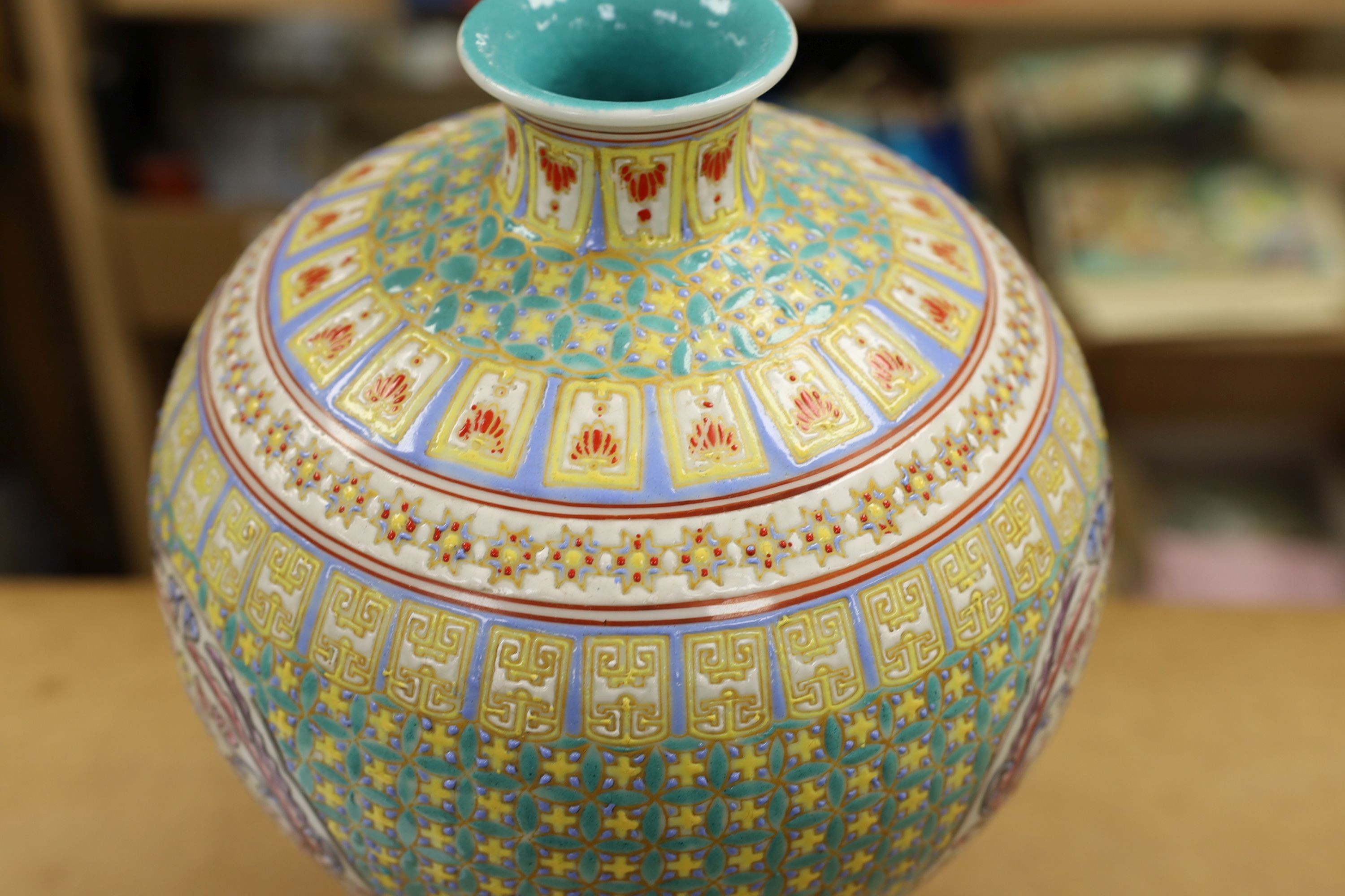 A Chinese enamelled porcelain meiping, 39cm